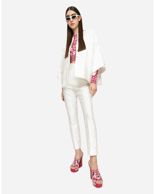 Dolce & Gabbana White Brocade Pants