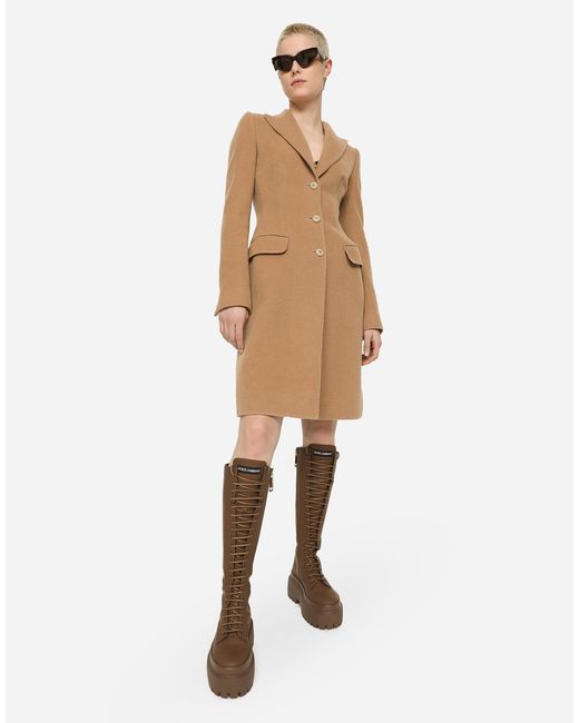 Dolce & Gabbana Natural Single-breasted Wool Coat