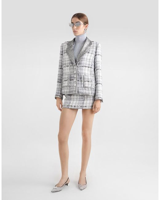 Dolce & Gabbana スパンコールエンブロイダリー タートルネック セーター White