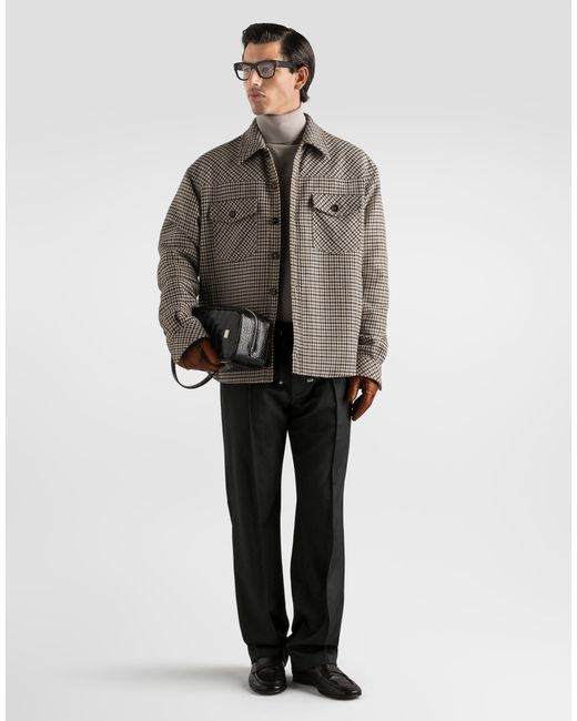 Dolce & Gabbana Gray Quilted Houndstooth Wool Jacket for men