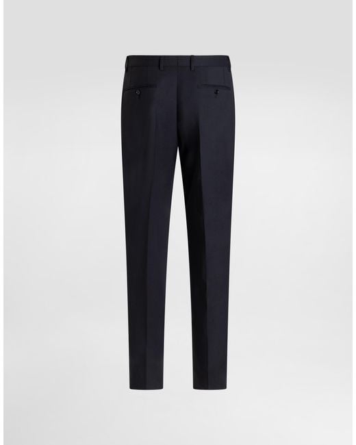Dolce & Gabbana Blue Wool Gabardine Trousers for men