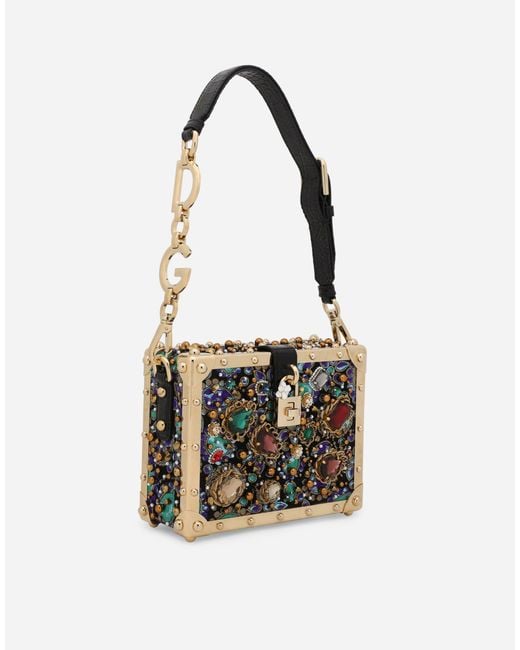 Dolce & Gabbana Multicolor Jacquard Dolce Box Bag With Embroidery