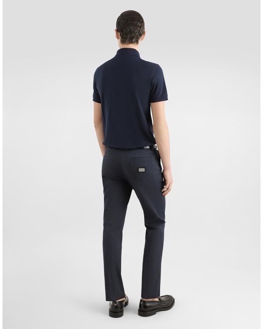 Dolce & Gabbana Blue Classic Cotton Polo Shirt With Front Buttons for men