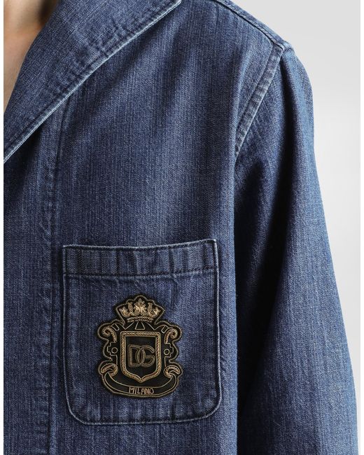 Dolce & Gabbana Blue Denim Shirt for men