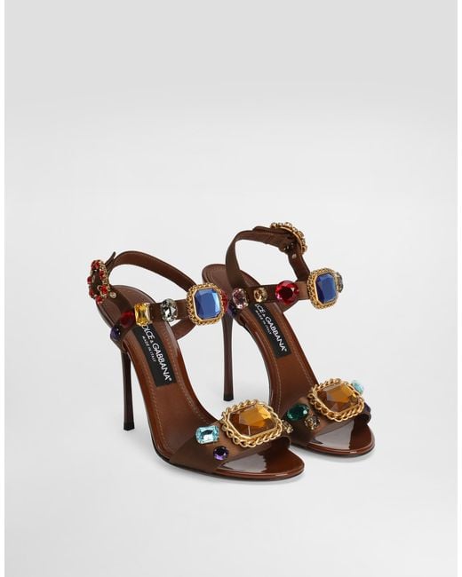 Dolce & Gabbana Multicolor Satin And Patent Leather Keira 2.0 Sandals With Embellishments