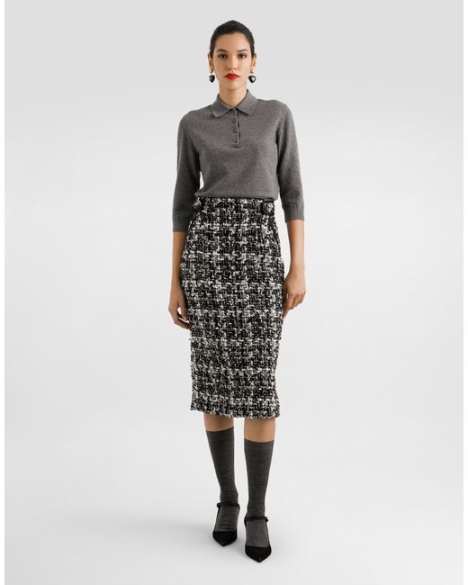 Dolce & Gabbana Gray Cashmere Polo Sweater