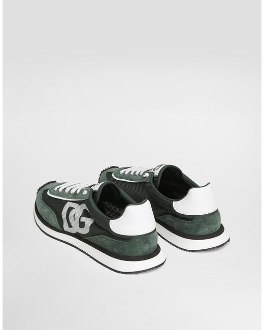 Dolce & Gabbana Green Mixed-Material Dg Cushion Sneakers for men