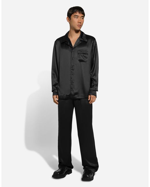 メンズ Dolce & Gabbana パジャマパンツ シルク Black