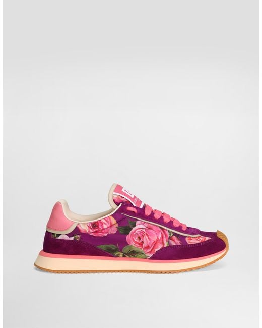 Dolce & Gabbana Pink Mixed-Material Dg Cushion Sneakers