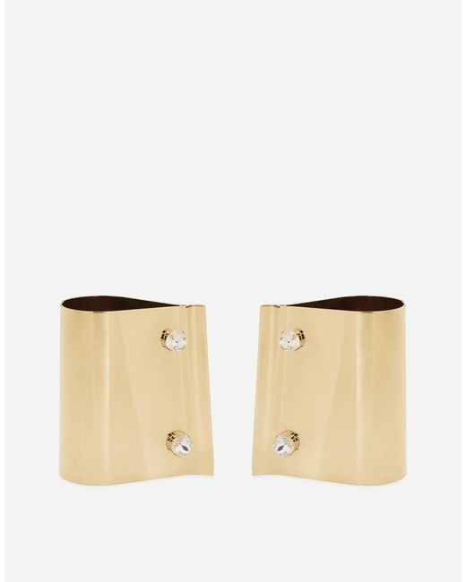 Dolce & Gabbana Natural Steife Manschetten Aus Metall Mit Strassknöpfen