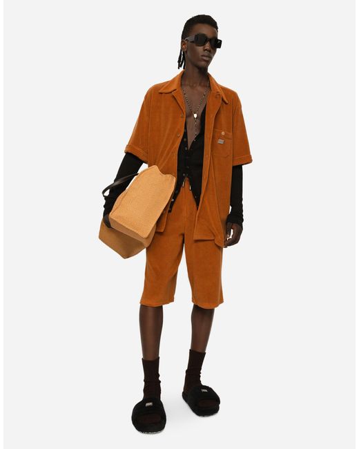 メンズ Dolce & Gabbana ショッピングバッグ ロゴ ラフィア Natural