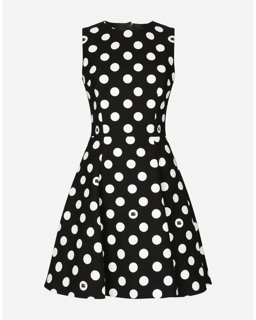Robe Courte En Brocart De Coton Natté Avec À Pois Dolce & Gabbana en coloris Black