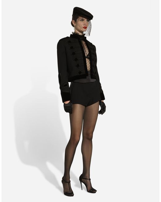Dolce & Gabbana Black Double Wool Gabardine Tailcoat With Epaulets