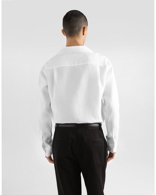 Camicia Manica Lunga Scollo A V di Dolce & Gabbana in White da Uomo