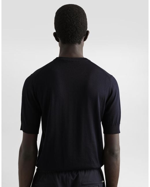 メンズ Dolce & Gabbana Dgエンブロイダリー シルク ラウンドネック セーター Black