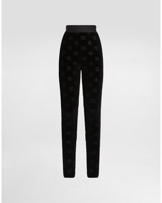 Dolce & Gabbana Chenille Leggings With Jacquard Dg Logo in