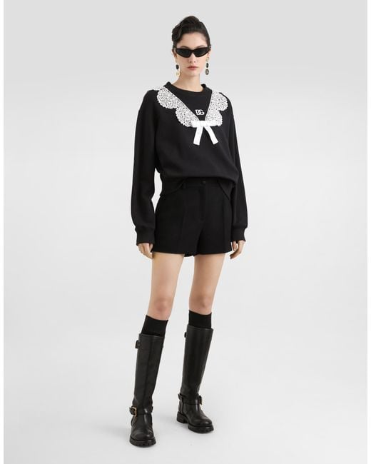 Dolce & Gabbana Black Wool Crêpe Shorts