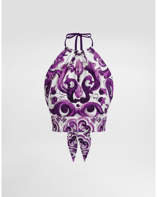 Dolce & Gabbana Purple Stretch Silk Top