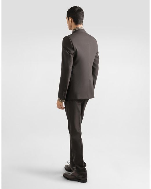 Dolce & Gabbana Brown Printed Silk Twill Martini Shirt for men