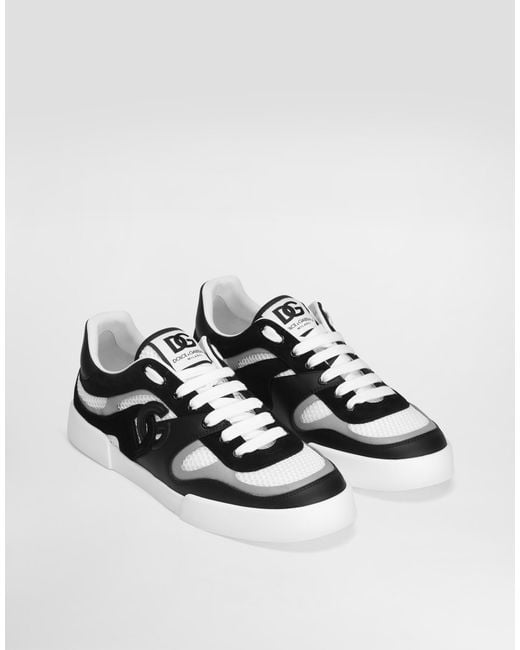 Dolce & Gabbana White Calfskin Strobel Portofino Light Sneakers for men