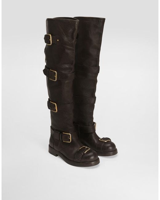 Dolce & Gabbana Black Horse Leather Boots