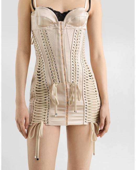 Dolce & Gabbana White Duchesse Dress With Balconette