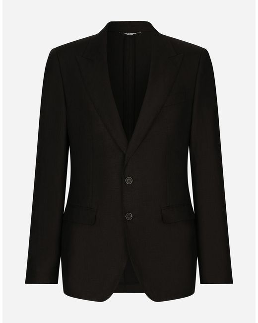 メンズ Dolce & Gabbana シングルブレストブレザー タオルミーナフィット リネン Black