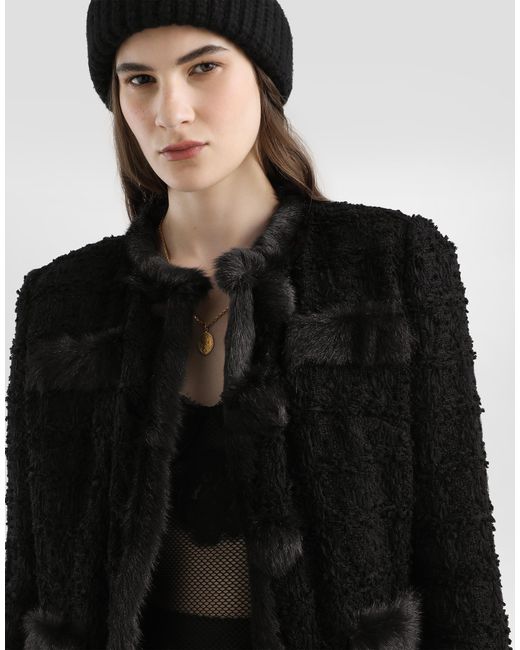 Dolce & Gabbana Black Single-Breasted Tweed Jacket