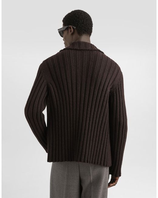 Dolce & Gabbana Black Wool Cardigan for men