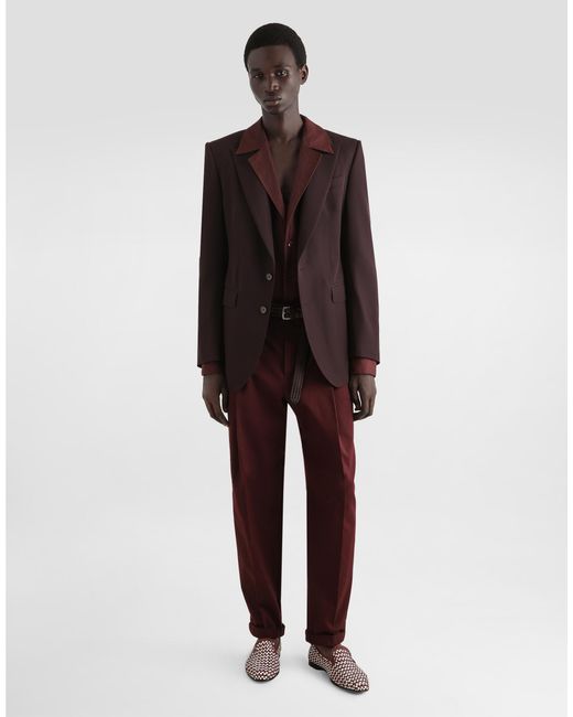 Dolce & Gabbana Langarmhemd Mit V-Ausschnitt Aus Leinenstoff in Purple für Herren