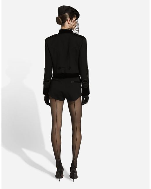 Dolce & Gabbana Black Double Wool Gabardine Tailcoat With Epaulets