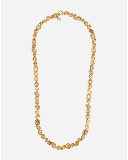 Dolce & Gabbana White Monochrome Sautoir 18-Carat And Citrines