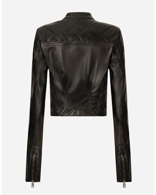 Dolce & Gabbana Black Short Leather Biker Jacket