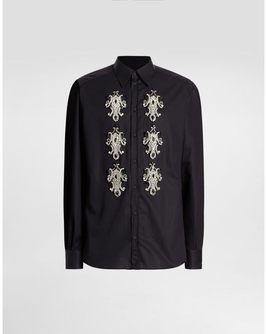 Dolce & Gabbana Black Striped Cotton Martini Shirt for men