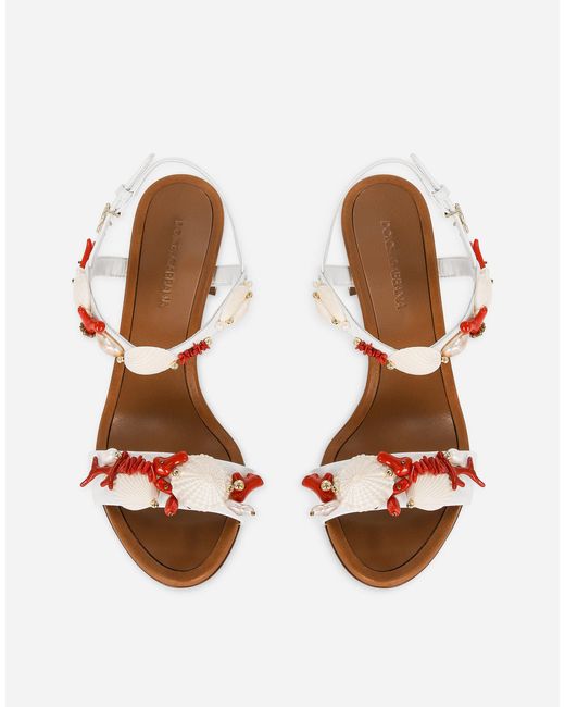 Dolce & Gabbana コーラルエンブロイダリー ナッパレザー サンダル Natural