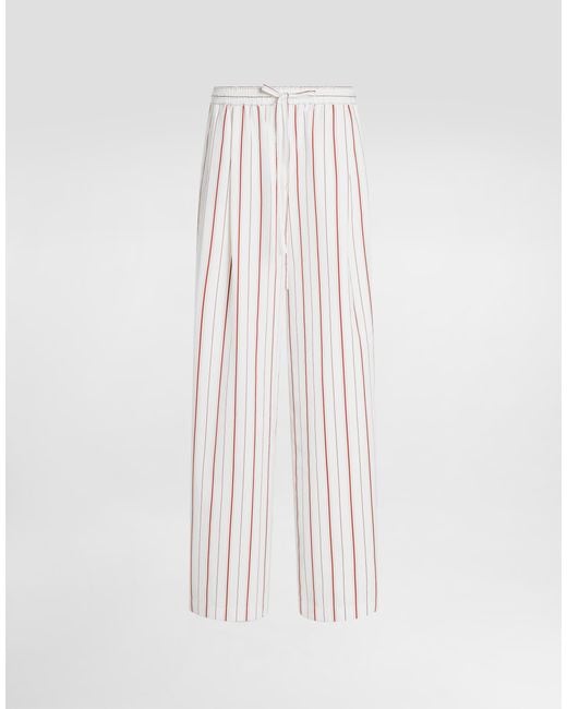 Dolce & Gabbana White Striped Poplin Trousers