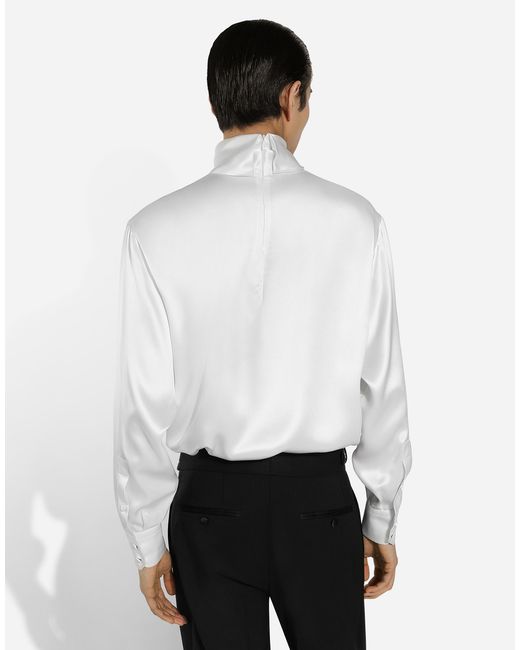 Dolce & Gabbana Weiter Rollkragenpullover Aus Seide Mit Manschetten in White für Herren