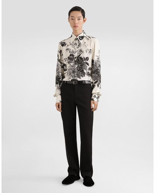 Dolce & Gabbana Natural Flower Bouquet-Print Jacquard Shirt for men