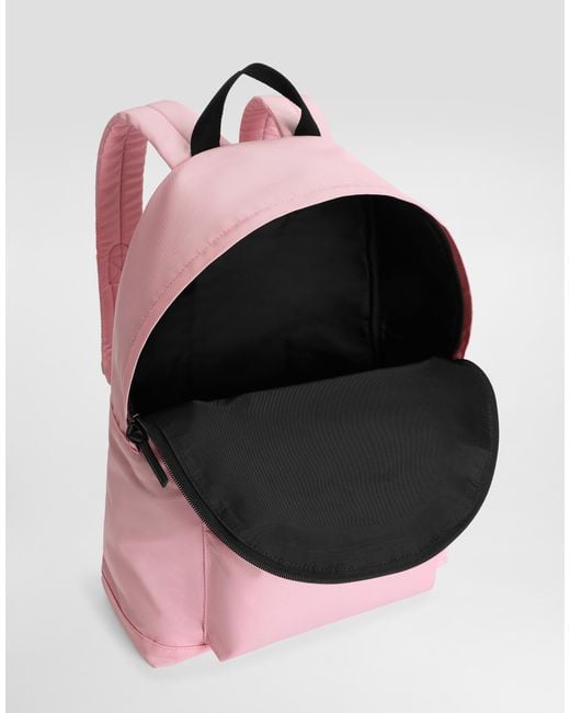 Dolce & Gabbana Pink Nylon Backpack With Dg Rubber Patch for men