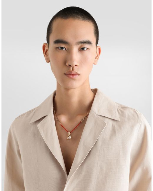 Dolce & Gabbana Halskette Aus Metall Mit Steinen Und Charms in White für Herren