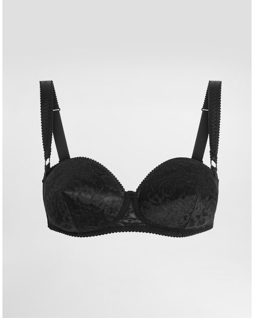 Dolce & Gabbana Black Lace Balconette Bra With Conical Cups