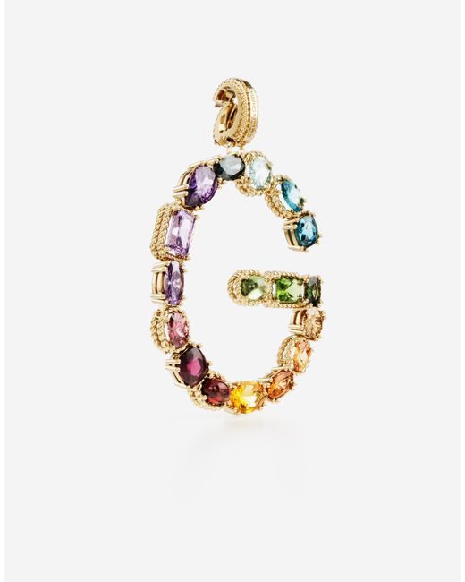 Dolce & Gabbana White Charm G Lettering 18Kt And Multicolored Gems