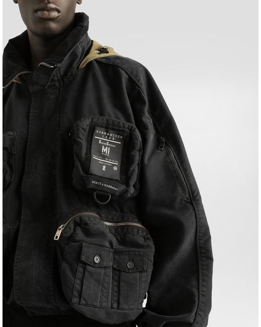 Dolce & Gabbana Black Waxed Natté Bomber Jacket for men