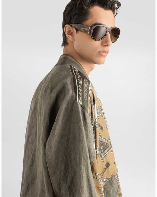 Dolce & Gabbana Metallic Cargo-Print Oversized Twill Bomber Jacket for men