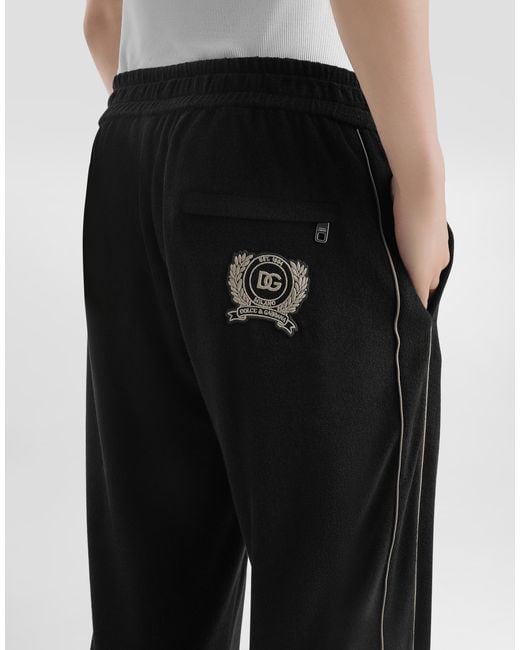 Dolce & Gabbana Black Cotton Terry Trousers for men