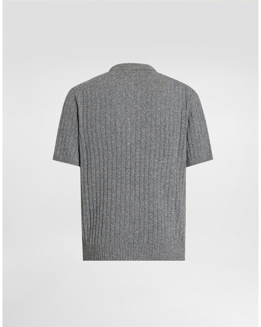 Dolce & Gabbana メンズ グレー Ribbed Cotton And Linen Polo Shirtの