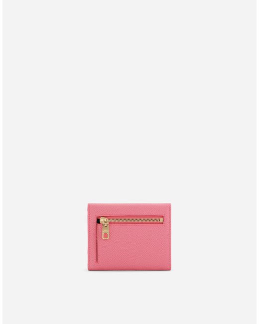Dolce & Gabbana Pink Geldbörse Aus Kalbsleder Mit Logoplakette