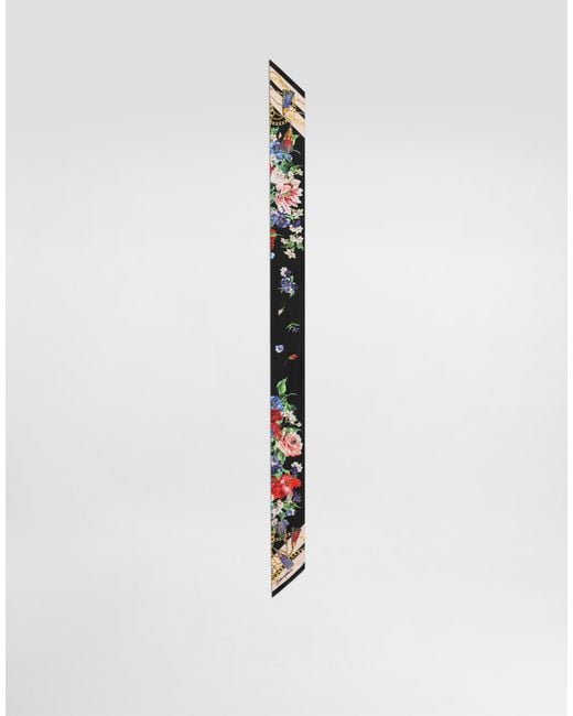 Dolce & Gabbana Floral- Twill Headscarf (6X100) White