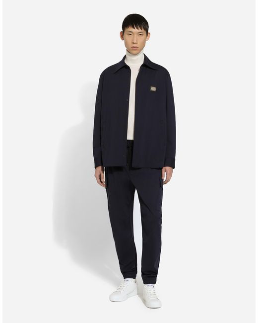 メンズ Dolce & Gabbana カーゴパンツ ストレッチコットン プレート Blue