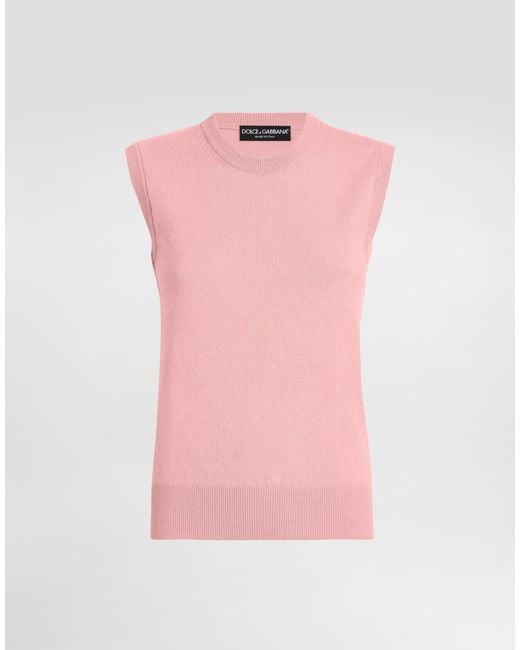 Dolce & Gabbana Pink Cashmere Tank Top With Inside-Out Seams